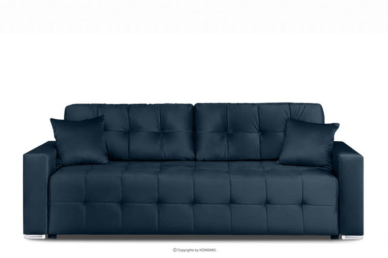 Sofa 3 osobowa rozkładana glamour pikowana granatowa BASIM Konsimo