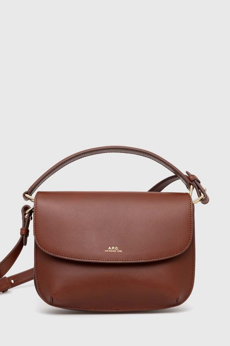 A.P.C. torebka skórzana sac sarah shoulder mini kolor brązowy PXAWV-F61629