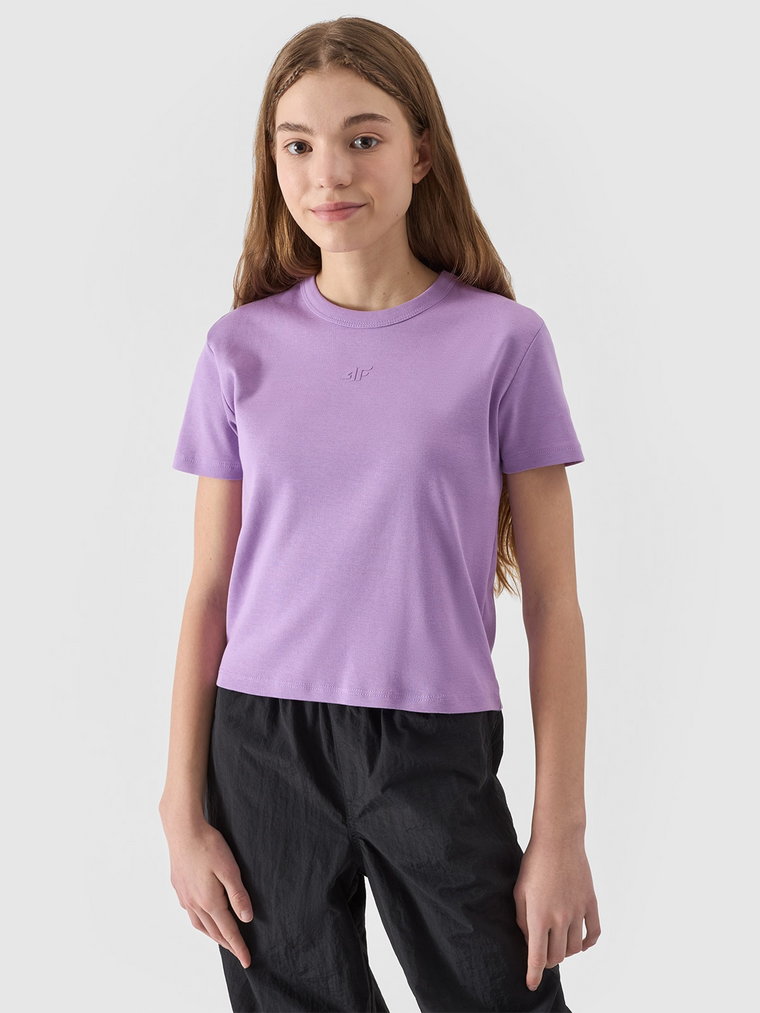 T-shirt gładki dziewczęcy - fioletowy