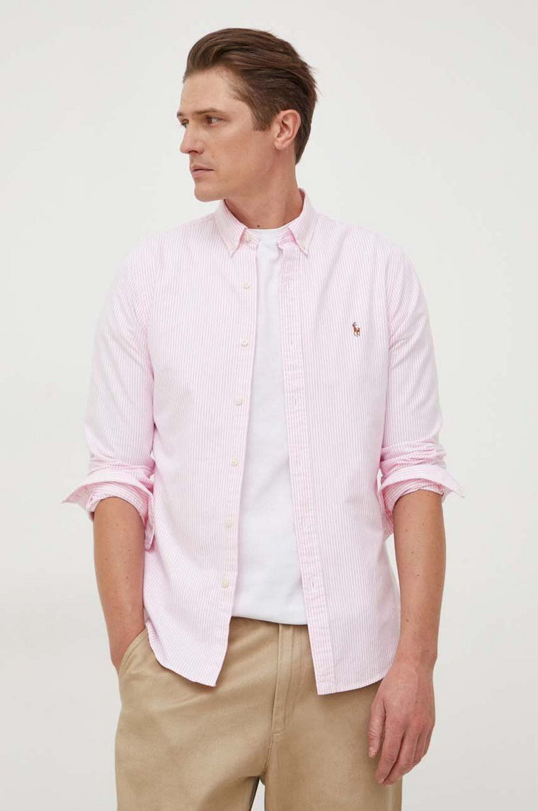 Polo Ralph Lauren koszula bawełniana męska slim z kołnierzykiem button-down