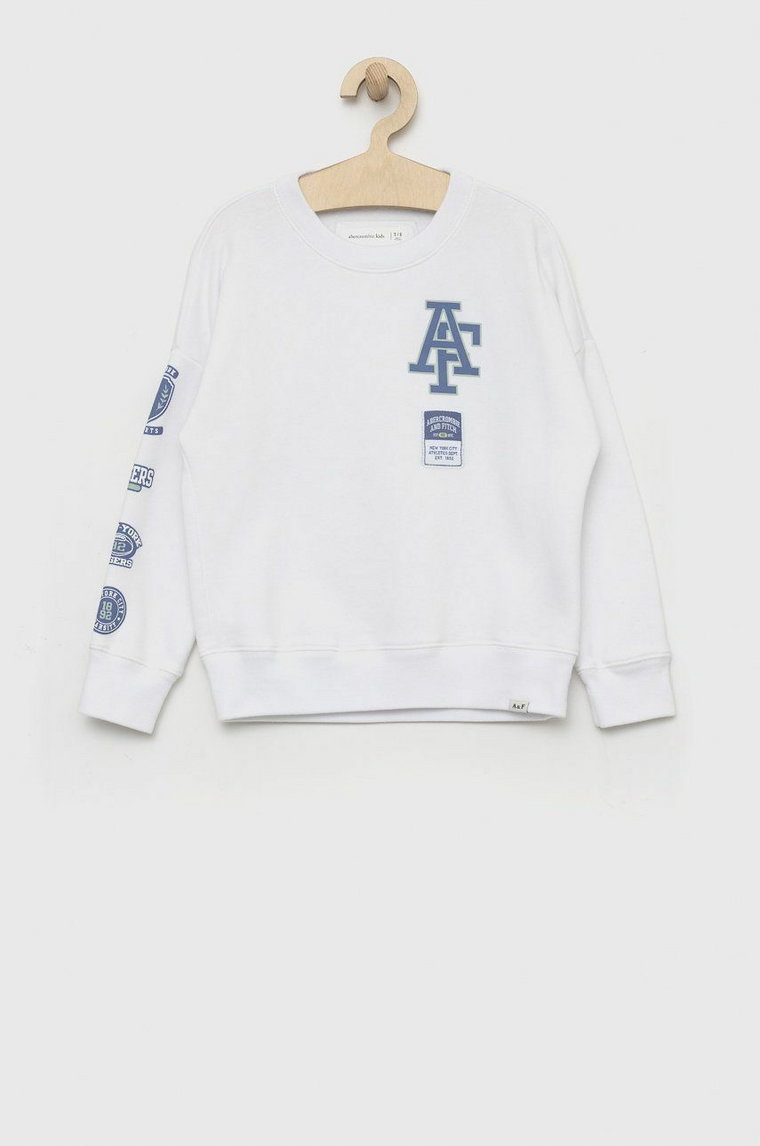 Abercrombie & Fitch bluza dziecięca kolor biały gładka