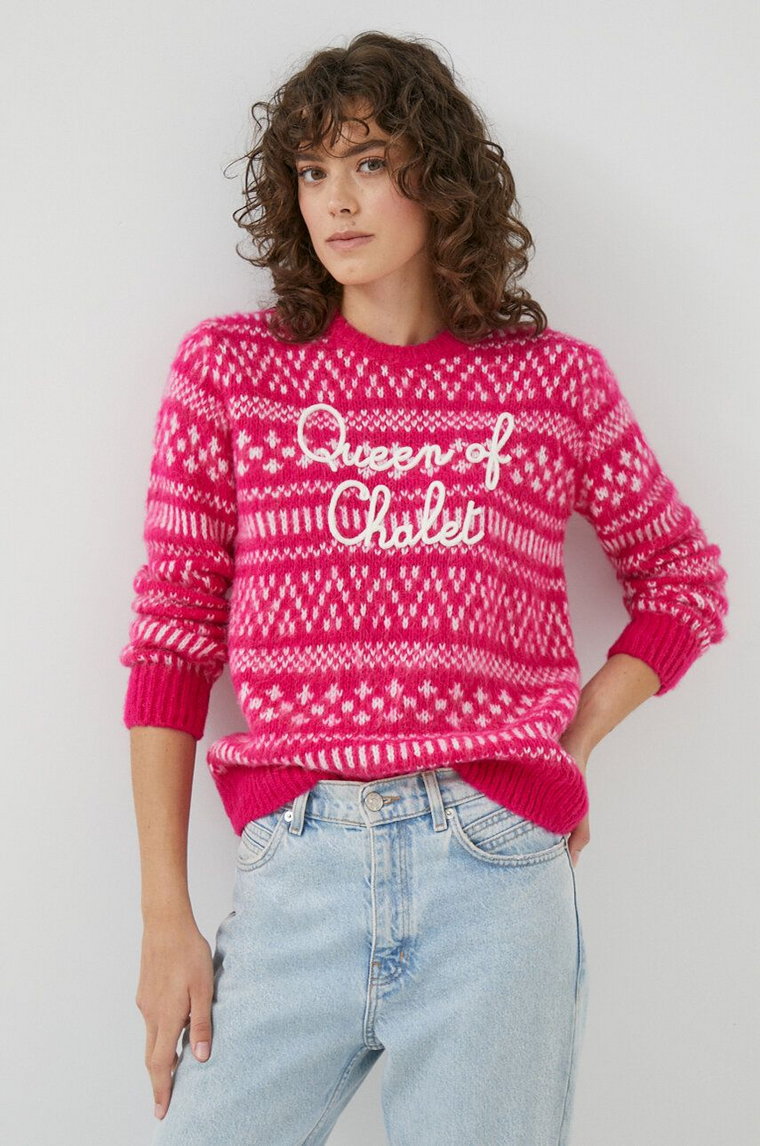 MC2 Saint Barth sweter z domieszką wełny damski kolor różowy