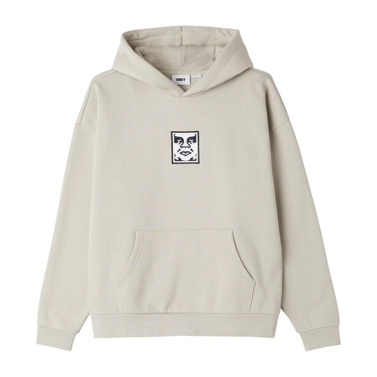 Gruby, bawełniany, oversize'owy hoodie z logo ikony Obey