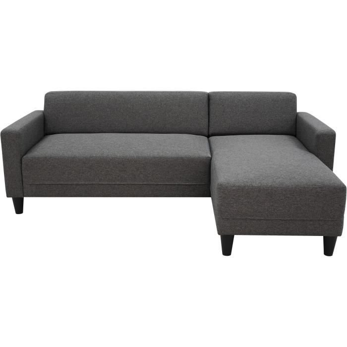 Sofa narożna stała 4-osobowa BOB - Tkanina w kolorze antracytowym - Dwustronna - Dł. 197 x gł. 117 x wys. 65 cm