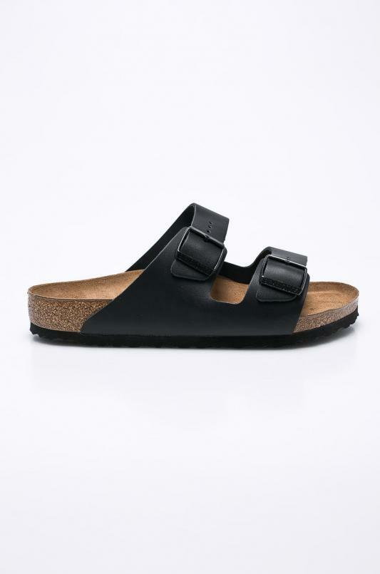 Birkenstock klapki skórzane Arizona męskie kolor czarny 51191