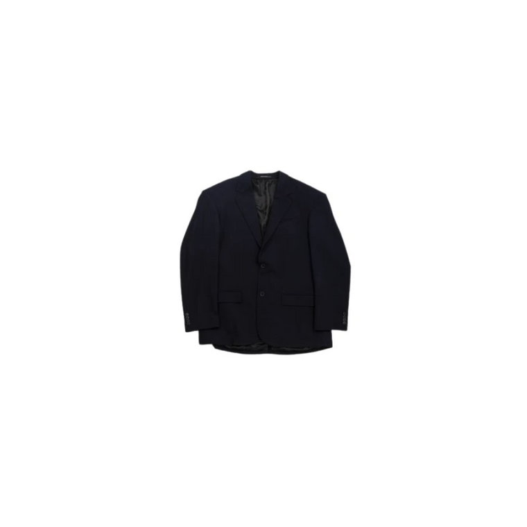 Oversized jacket in dark blue wool twill Balenciaga