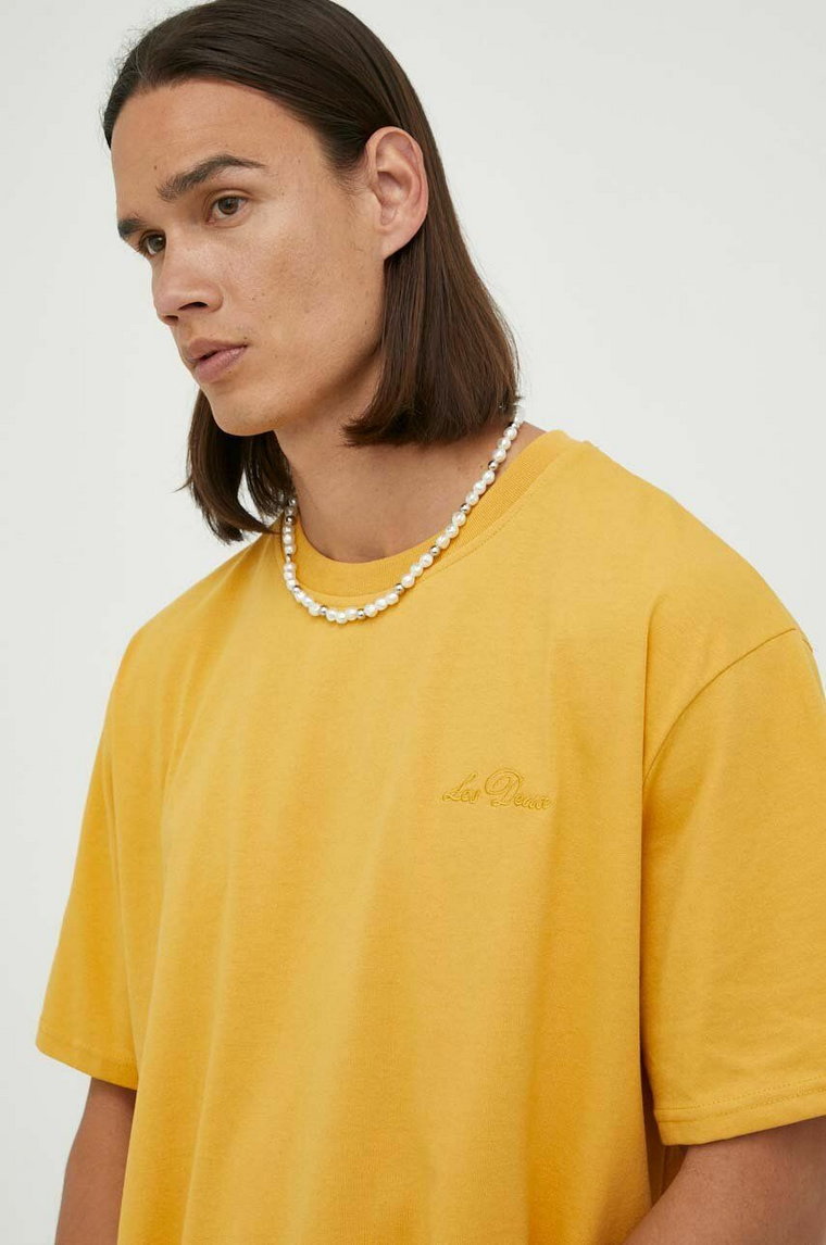 Les Deux t-shirt męski kolor żółty gładki