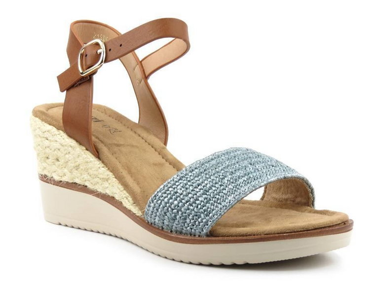 Sandały, espadryle damskie na koturnie - JEZZI 21SD98-3590, niebieskie