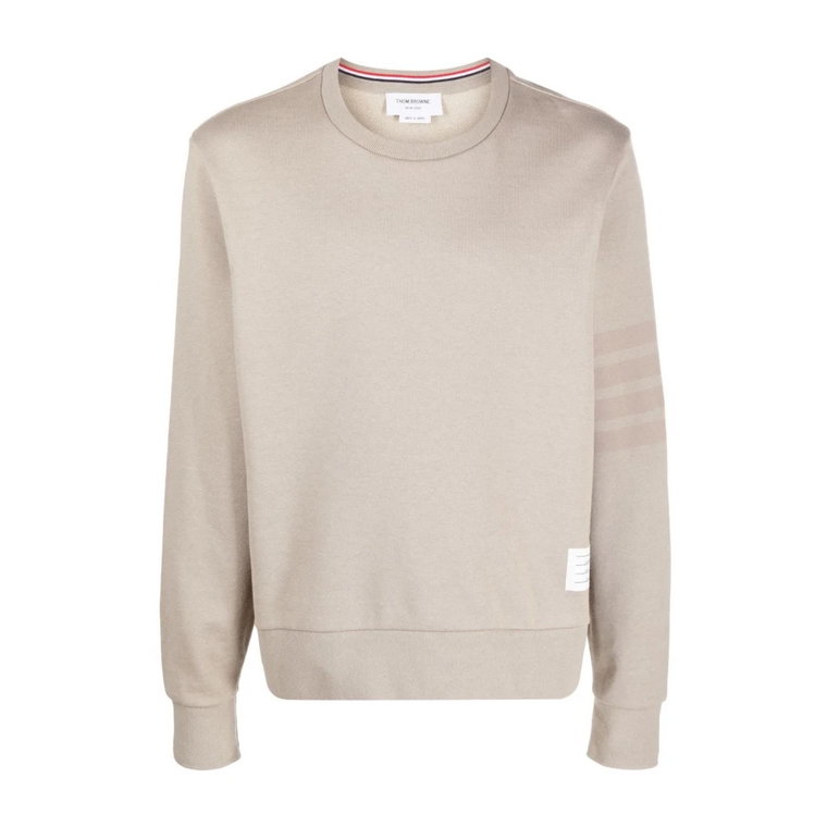 Beige Swetry z 4 Bar Crewneck Thom Browne