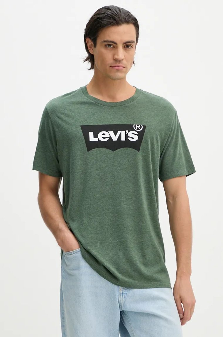 Levi's t-shirt bawełniany męski kolor zielony z nadrukiem