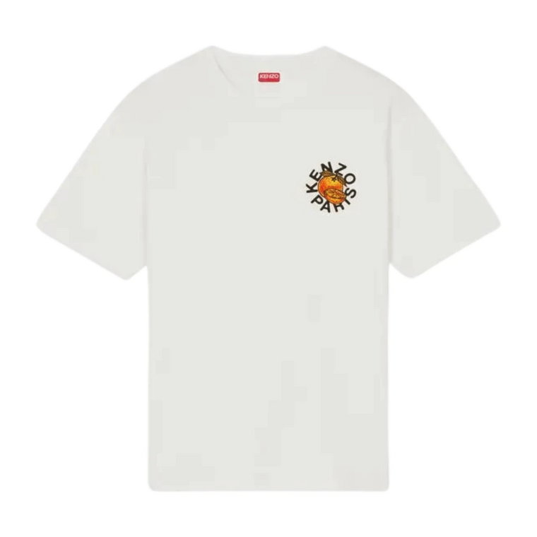 Pomarańczowy Biały Krótki Rękaw Bawełniany T-shirt Kenzo