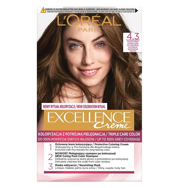 L'Oreal Paris Excellence Creme farba do włosów 4.3 Złocisty Brąz