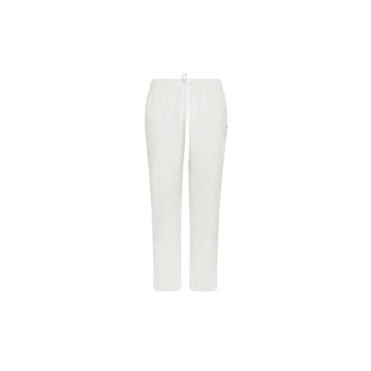 Sztruksowe Spodnie z Troczkiem Białe Sun68