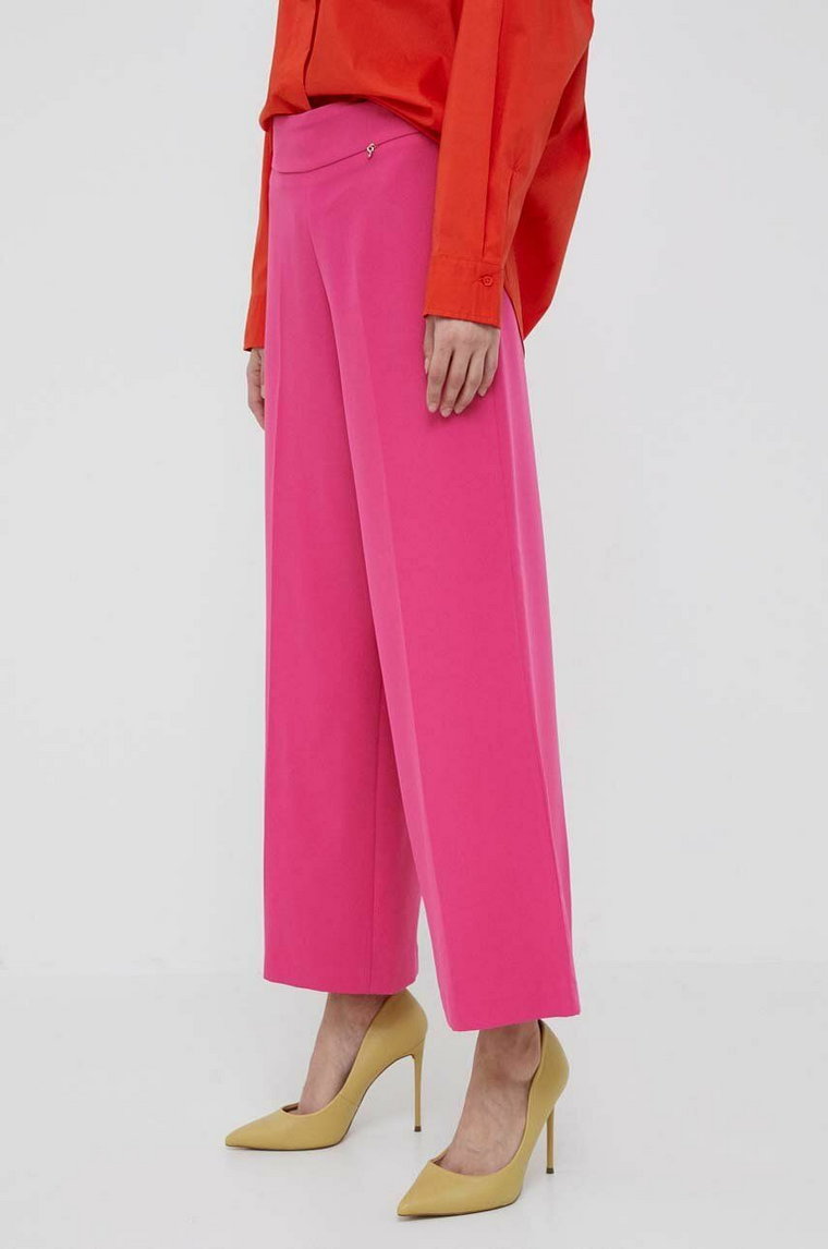 Artigli spodnie damskie kolor różowy szerokie high waist