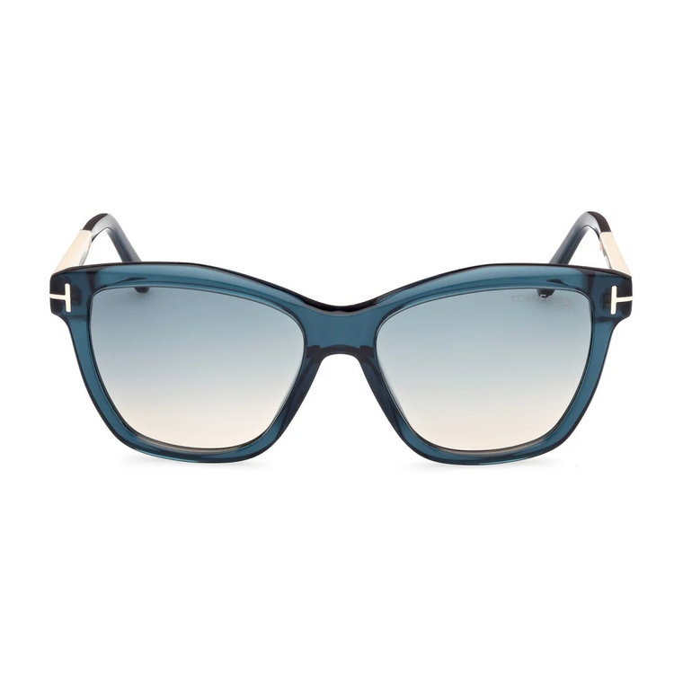 Turkusowe okulary przeciwsłoneczne z niebiesko-brązowymi soczewkami Tom Ford