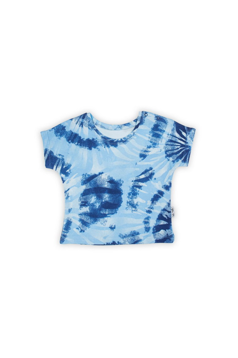 Bawełniana koszulka chłopięca we wzory niebieska