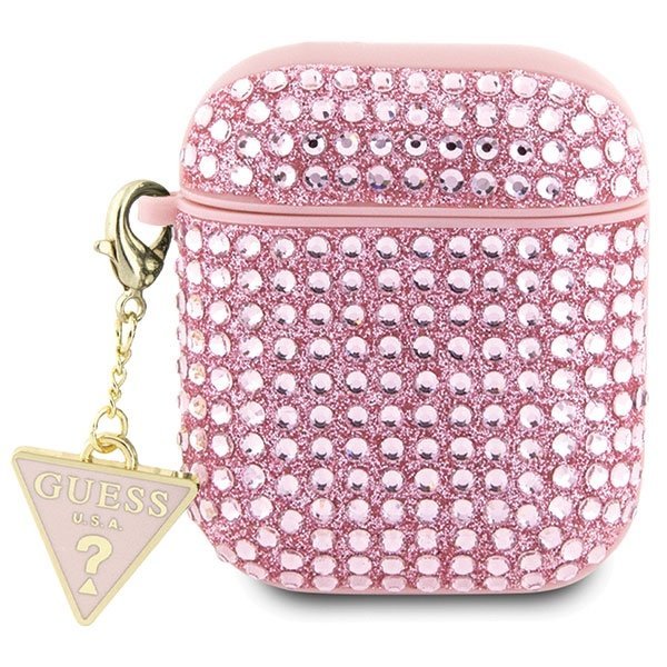 Guess GUA2HDGTPP AirPods 1/2 cover różowy/pink Rhinestone Triangle Charm