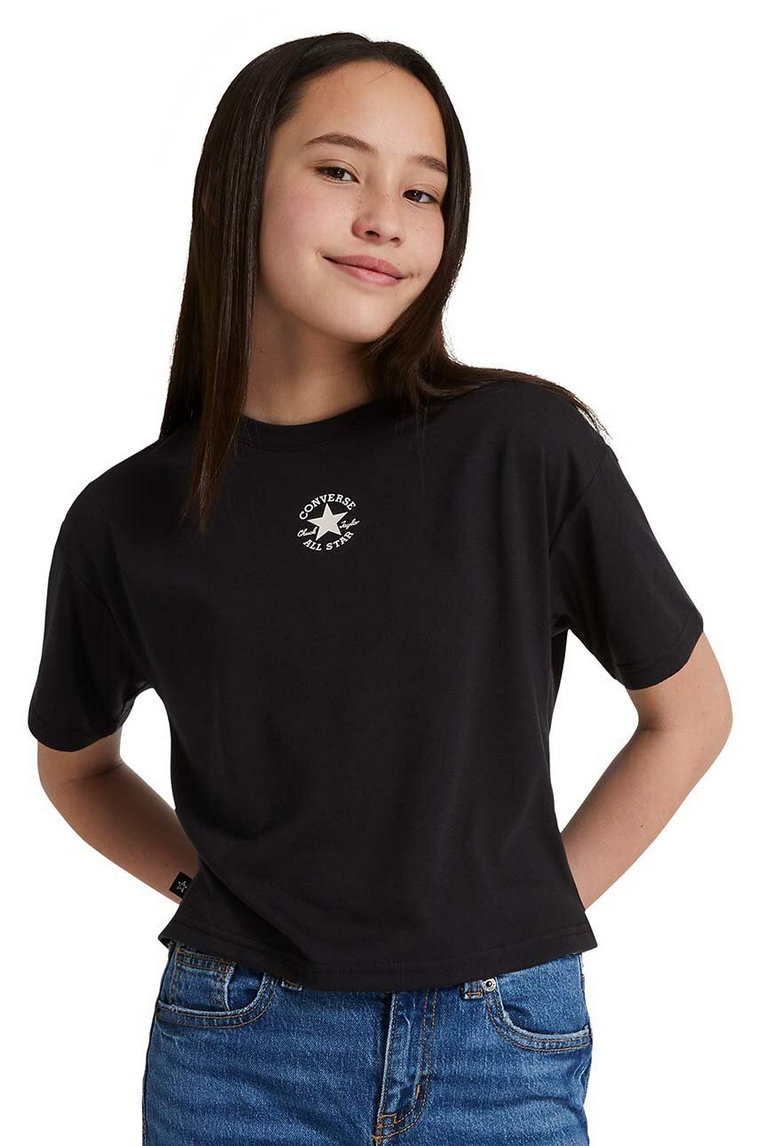 Converse t-shirt bawełniany dziecięcy kolor czarny