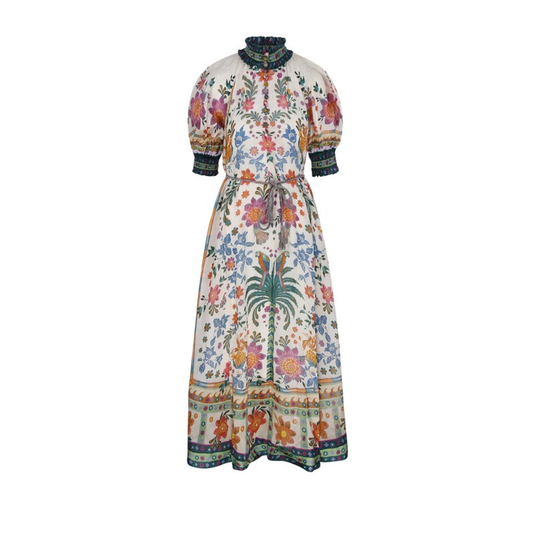Kremowy Wielokolorowy Sukienka Maxi w stylu Swing Zimmermann