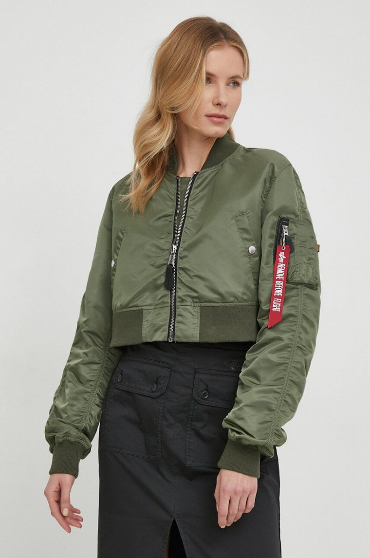 Alpha Industries kurtka bomber MA-1 BOXY WMN damski kolor zielony przejściowa