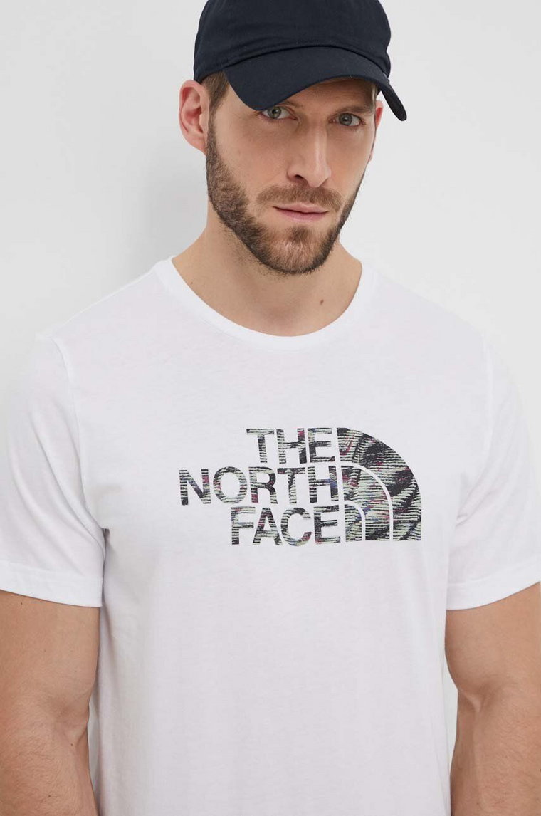 The North Face t-shirt bawełniany męski kolor biały z nadrukiem NF0A87N5YPO1