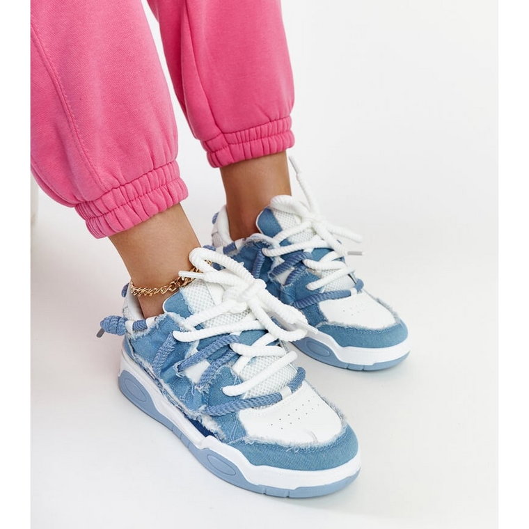 Niebieskie sneakersy z materiałowymi wstawkami Melilot