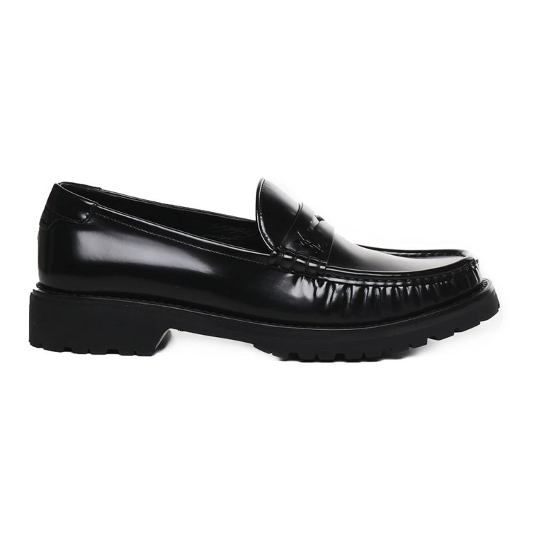Czarne Monogram Loafers z czubkiem migdałowym Saint Laurent