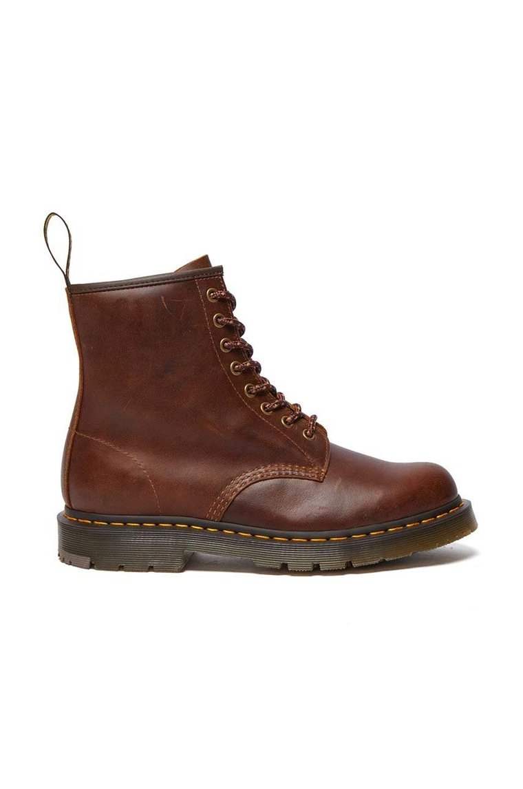 Dr. Martens workery skórzane 1460 SR damskie kolor brązowy na płaskim obcasie DM32010205