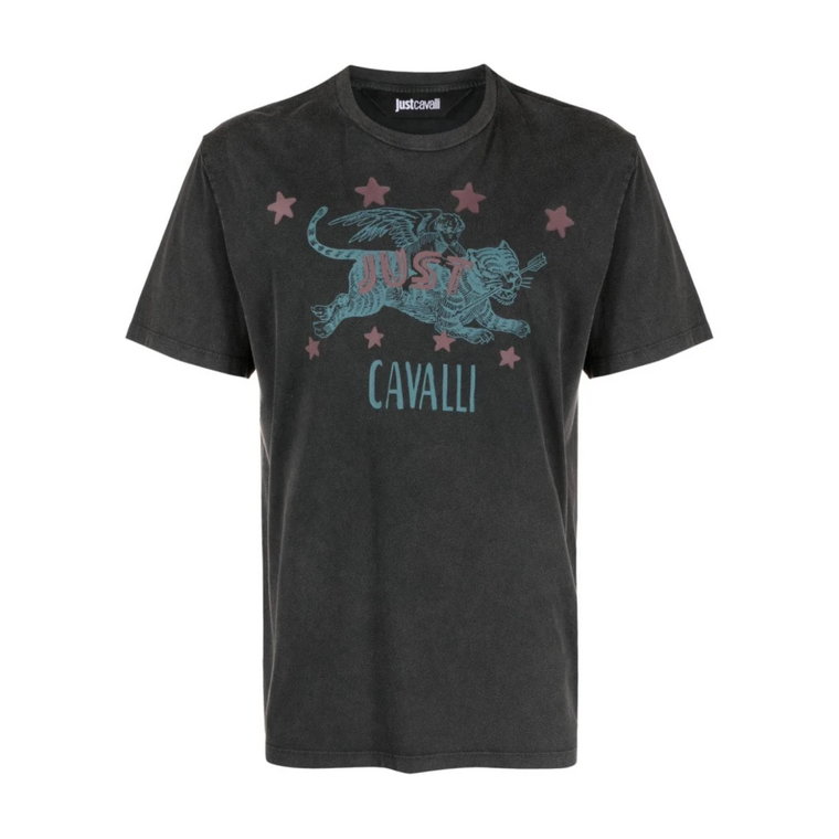Męska koszulka serigraficzna - czarna Just Cavalli