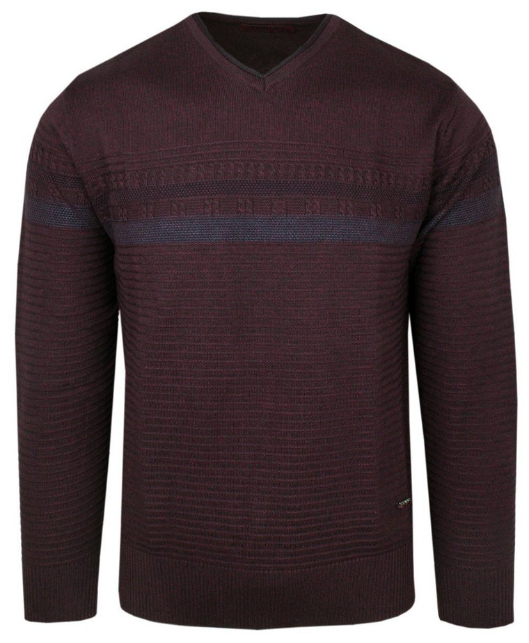 Elegancki Męski Sweter z Dekoltem w Serek (V-Neck) - Trikko - Bordowy