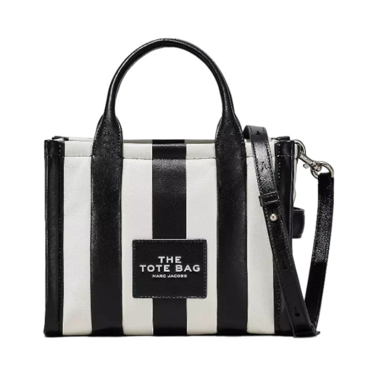 Czarna torba Tote z Monochromatycznymi Paskami Marc Jacobs