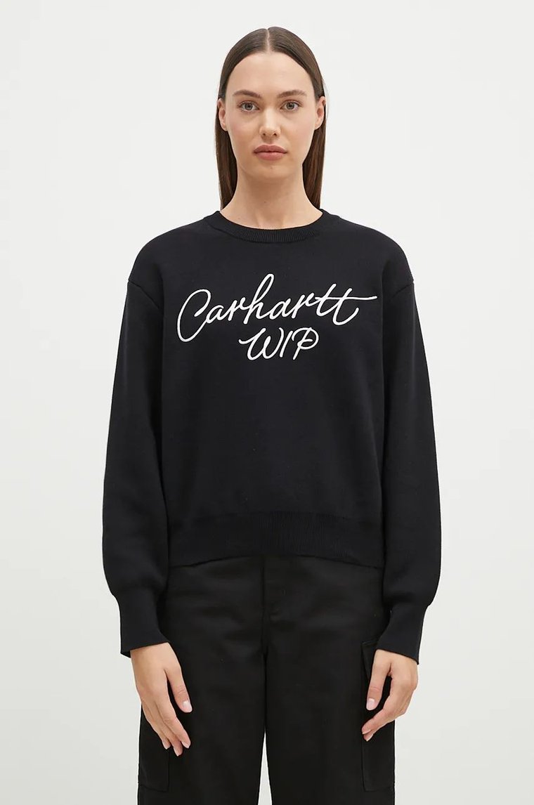 Carhartt WIP sweter bawełniany Signature Sweater kolor czarny lekki I034034.K02XX