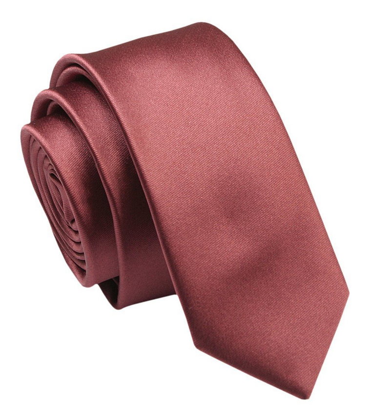Krawat (Śledź) Męski 5 cm, Mahoniowy, Wąski, Gładki -ALTIES
