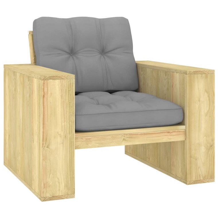 vidaXL Krzesło ogrodowe z szarymi poduszkami, impregnowana sosna