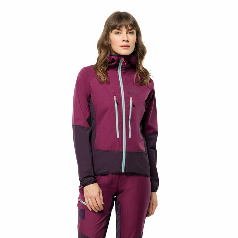 Damska kurtka narciarska Jack Wolfskin ALPSPITZE HOODY W wild berry - XS