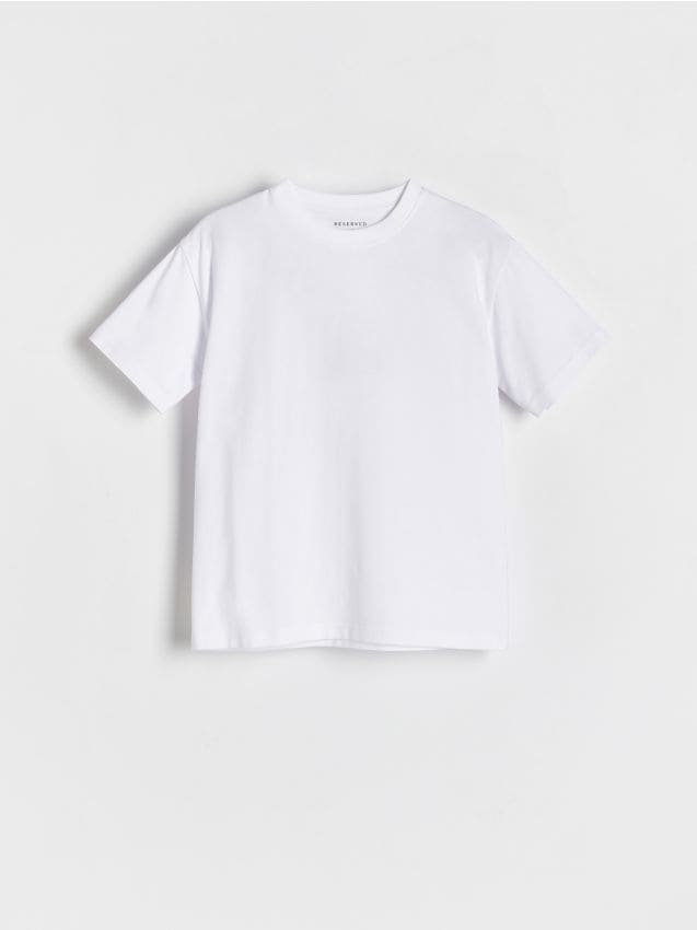 Reserved - Bawełniany t-shirt oversize - biały