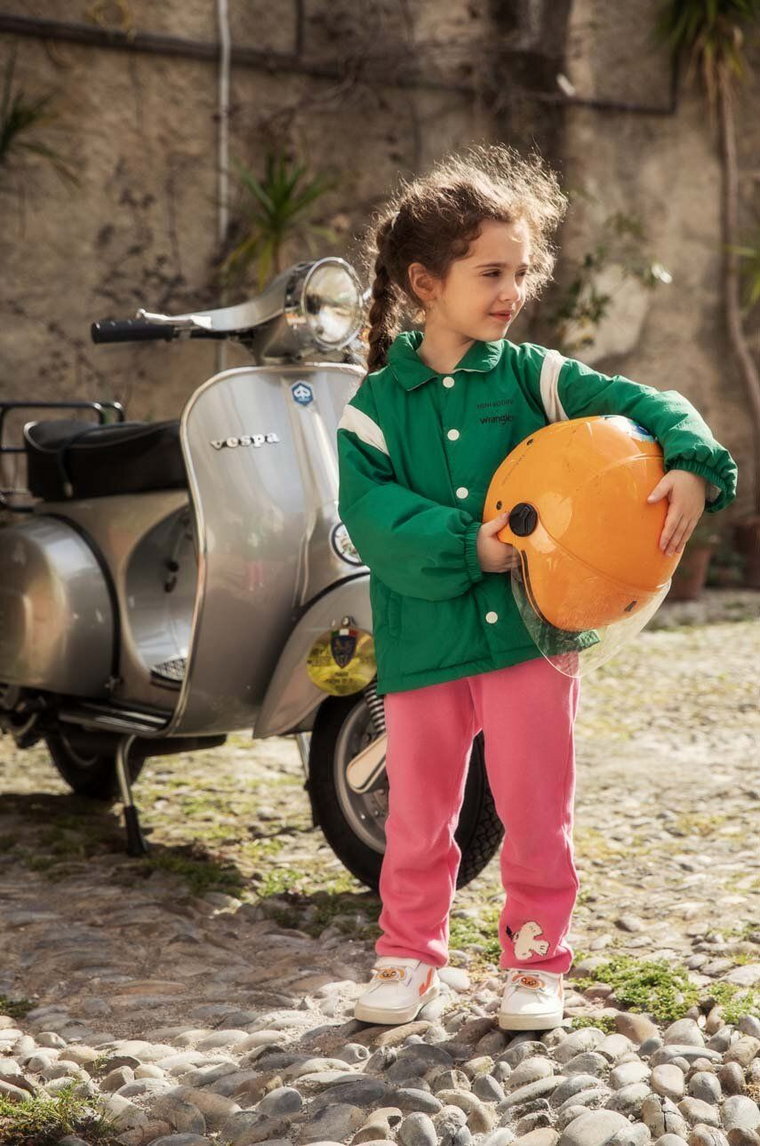 Mini Rodini kurtka dziecięca Mini Rodini x Wrangler kolor zielony