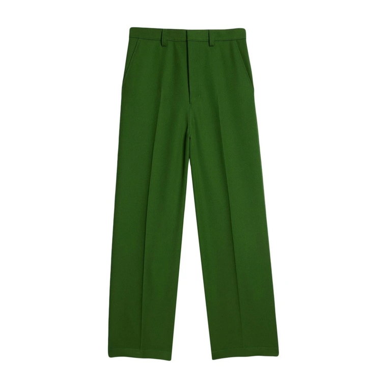 Zielone Szerokie Spodnie z Wełny Ami Paris