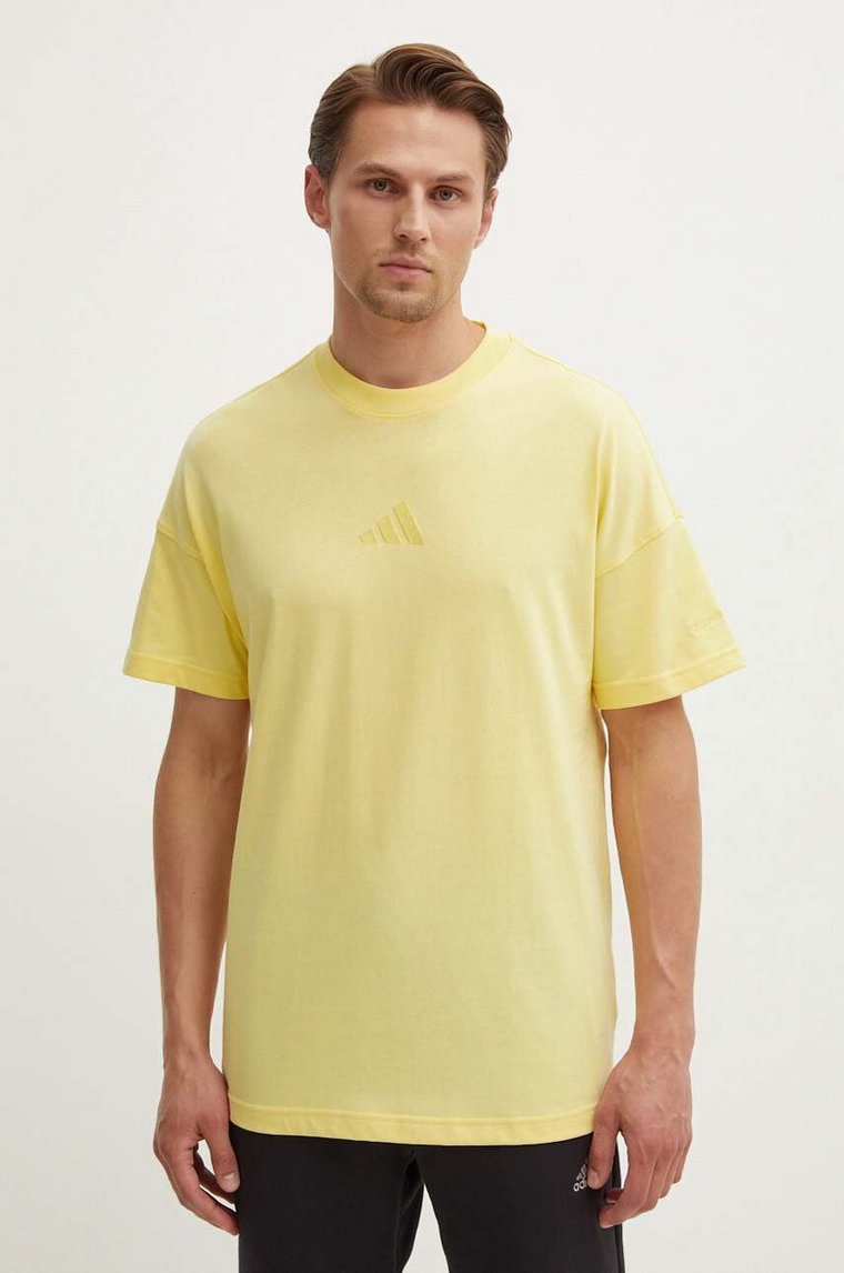 adidas t-shirt bawełniany All SZN męski kolor żółty gładki IY4141