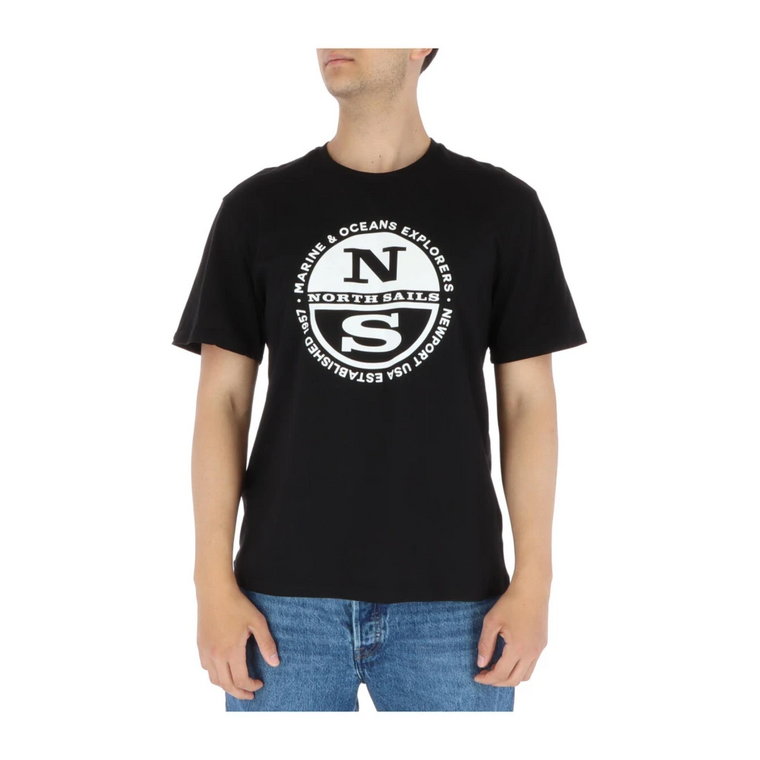 Czarna Koszulka z Nadrukiem dla Mężczyzn North Sails