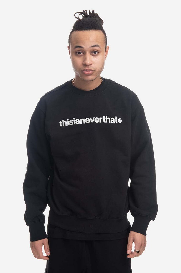 thisisneverthat bluza bawełniana T-Logo Crewneck męska kolor czarny z aplikacją TN220TSWCW01-NAVY