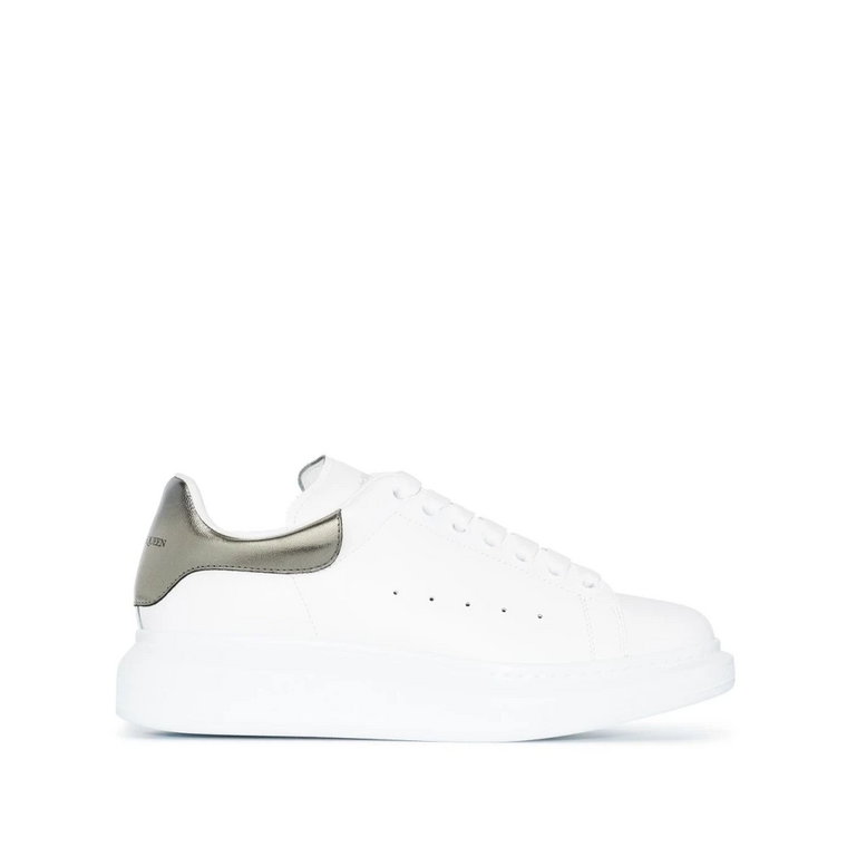 Białe Skórzane Sneakersy z Metalicznymi Akcentami Alexander McQueen