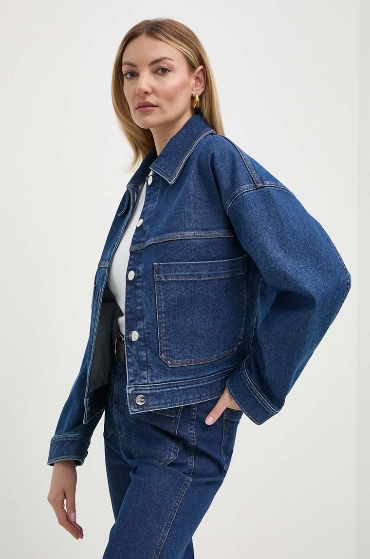 Ivy Oak kurtka jeansowa damska kolor granatowy przejściowa oversize IO119094