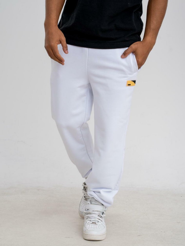 Spodnie Dresowe Metoda Sport Elastomer Logo Białe