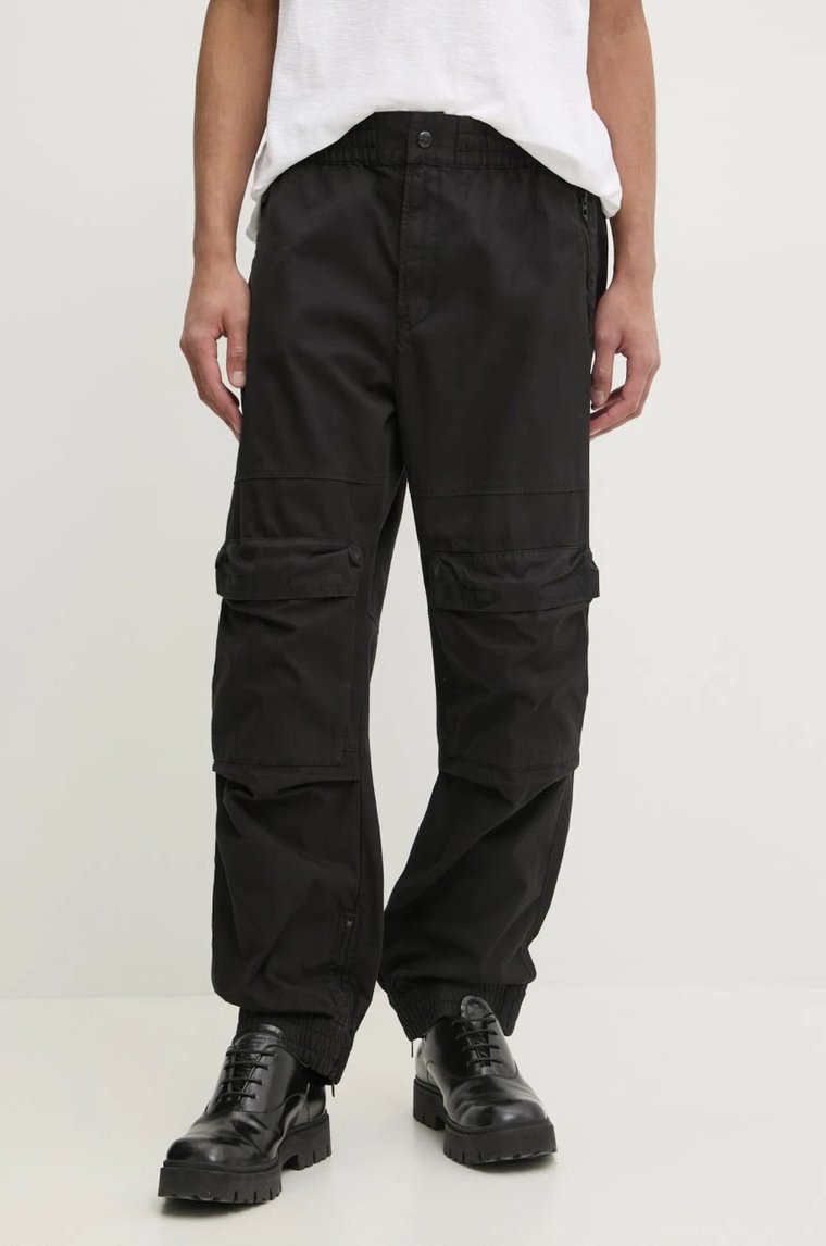 Diesel spodnie P-BEECK TROUSERS męskie kolor czarny w fasonie cargo A14761.0NJBP