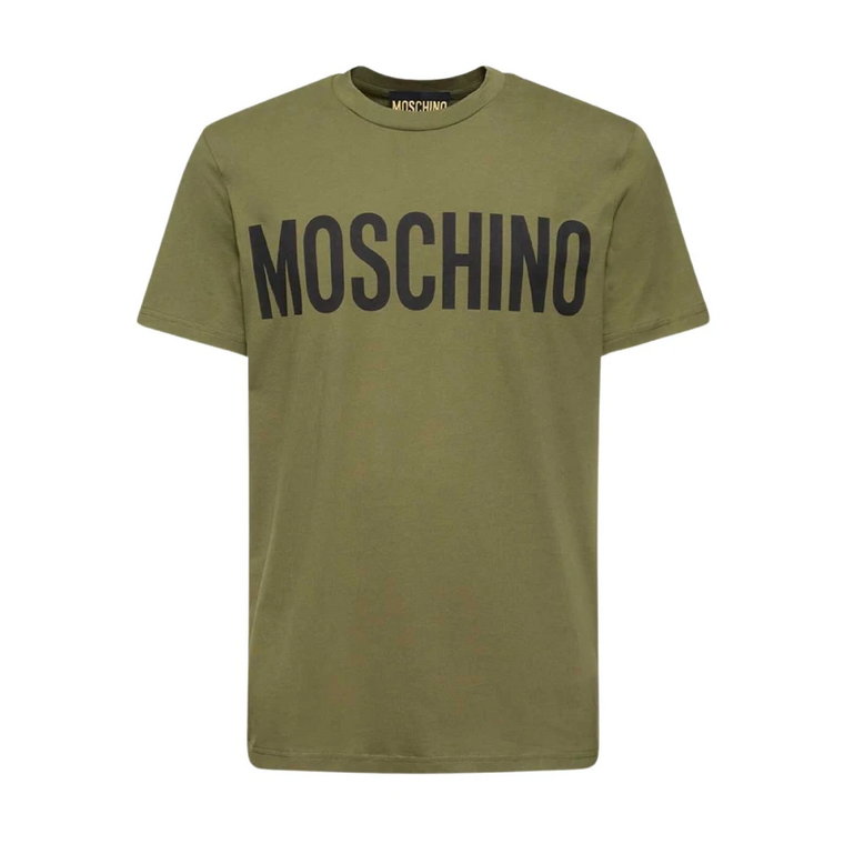 Bawełniana koszulka z nadrukiem logo - Zielona Moschino