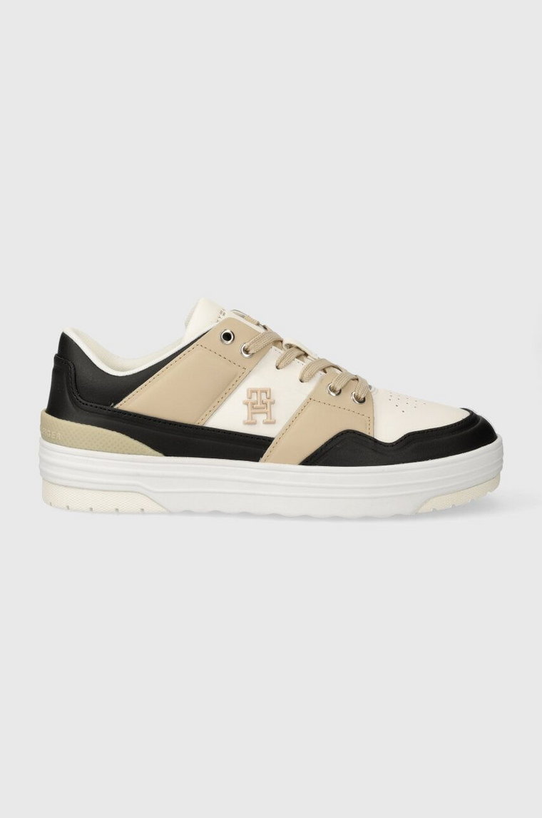 Tommy Hilfiger sneakersy skórzane TH BASKET SNEAKER LO kolor beżowy FW0FW07756