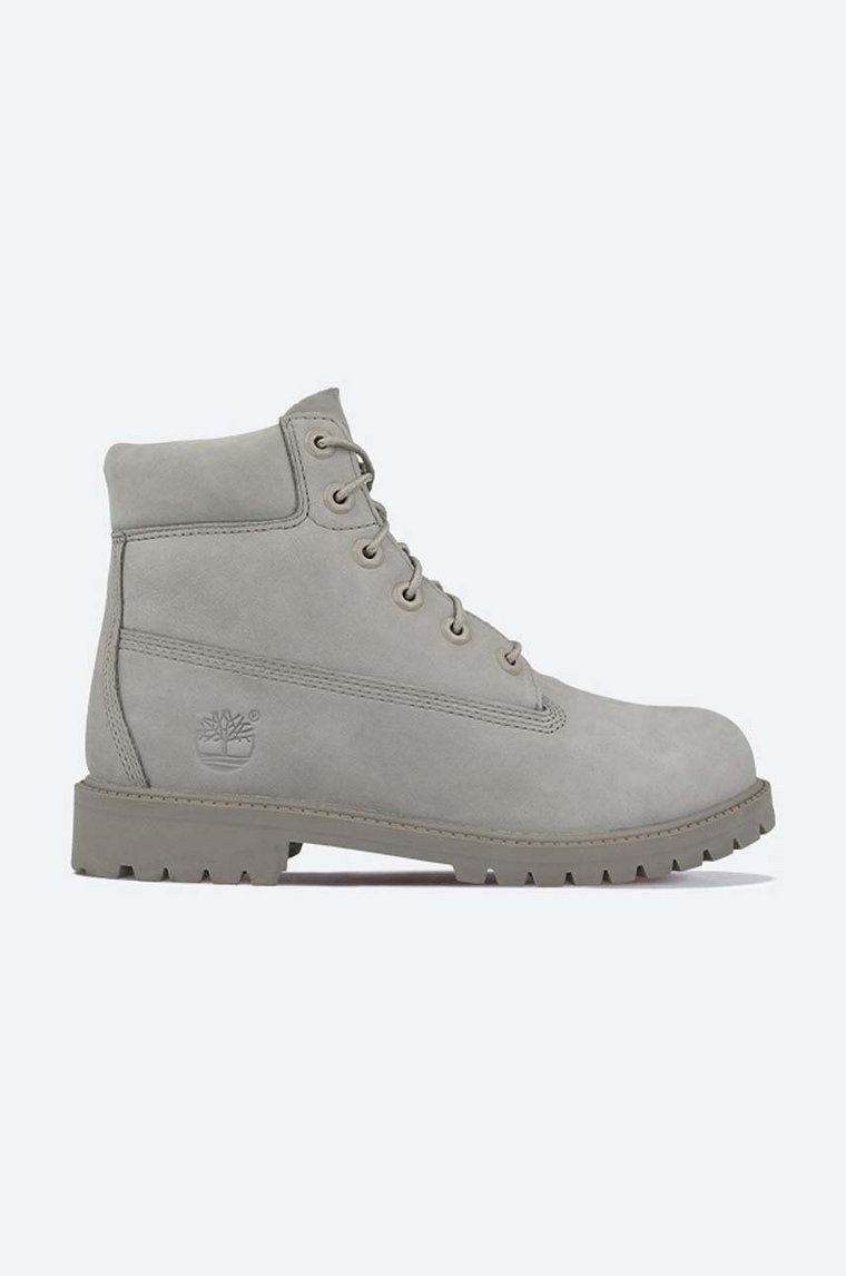 Timberland workery skórzane Premium 6 IN Waterproof damskie kolor szary na płaskim obcasie lekko ocieplone A172F-GRAPHITE