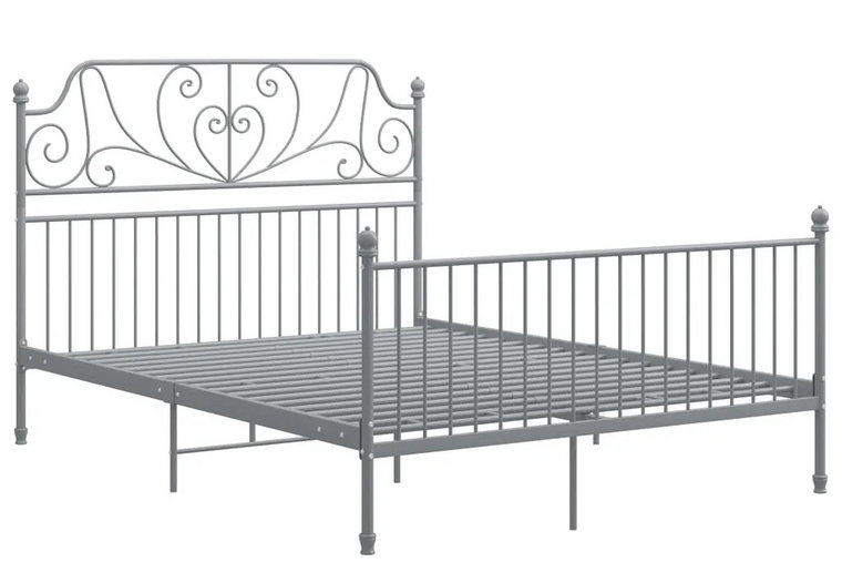 Szare metalowe łóżko w stylu loftowym 140x200 cm - Retilo