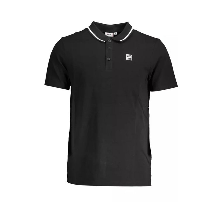 Czarna koszulka polo z krótkim rękawem i logo Fila